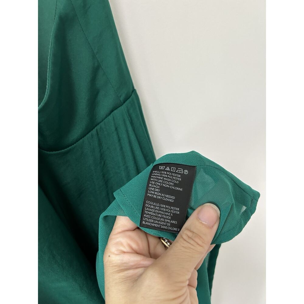 Kimchi Blue Green Emerald Midi Dress Gown Asymmetrical Hem Cocktail Satin Size 8 - Picture 8 of 12